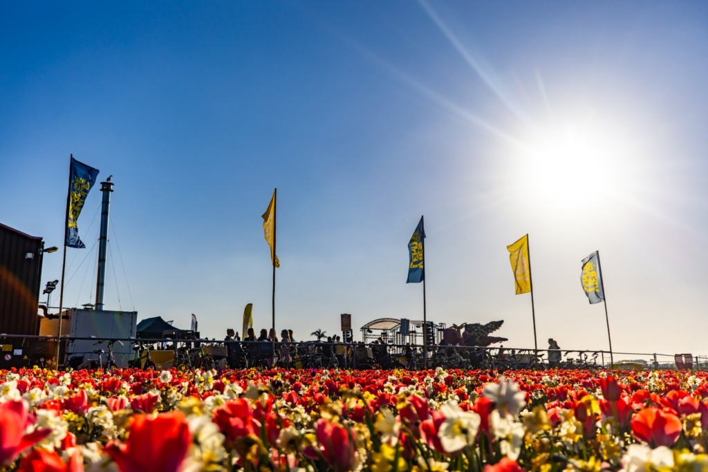 Festivalterrein van Vier de Lente tussen de bloemen